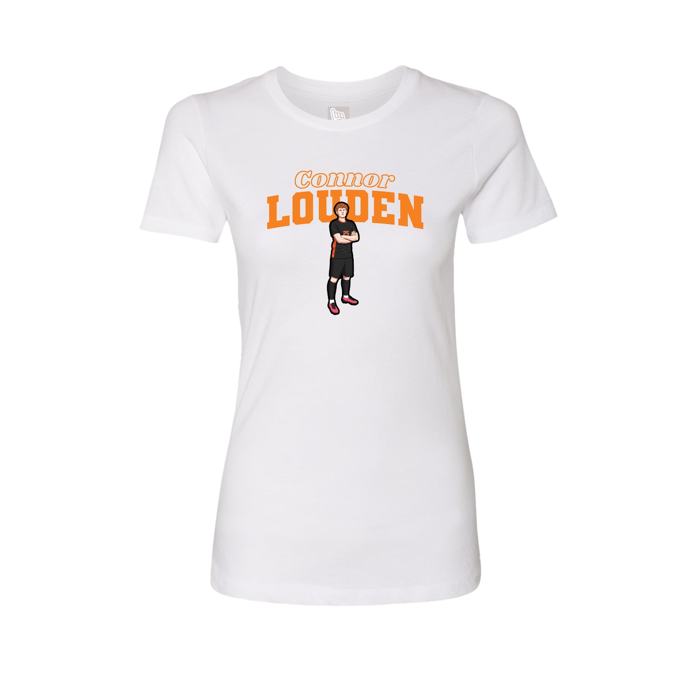 Fitted Women's Tee — Name Arch in White