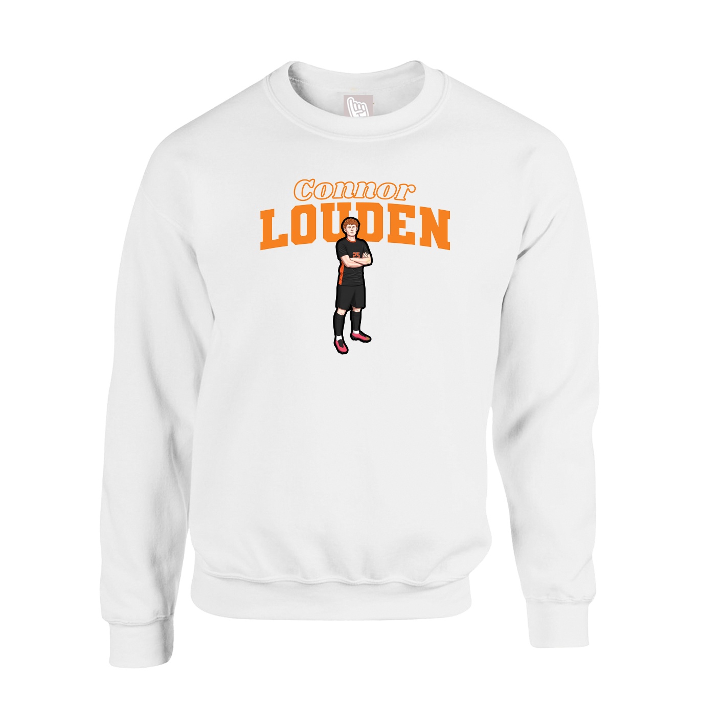 Fleece Crew — Name Arch in White
