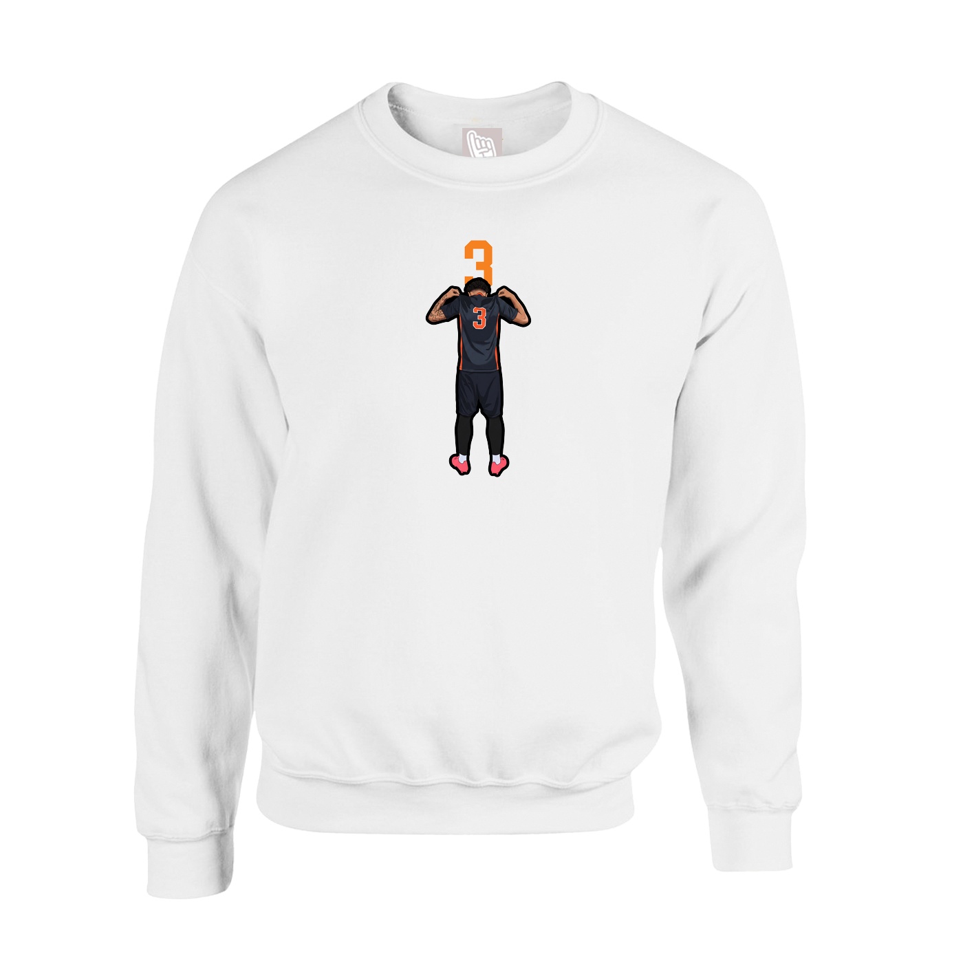 Fleece Crew — Number Top in White