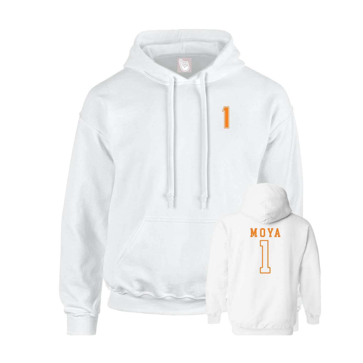 Youth Hoodie — Chest Back in White