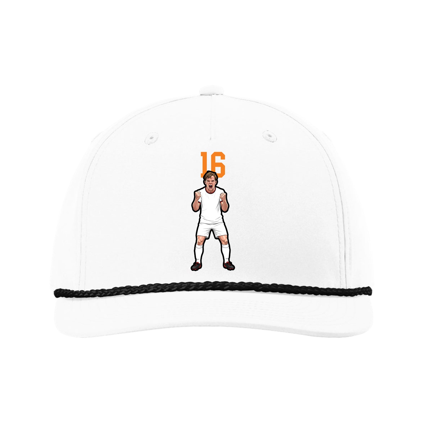 Five-Panel Classic Rope Cap — Number Top in White