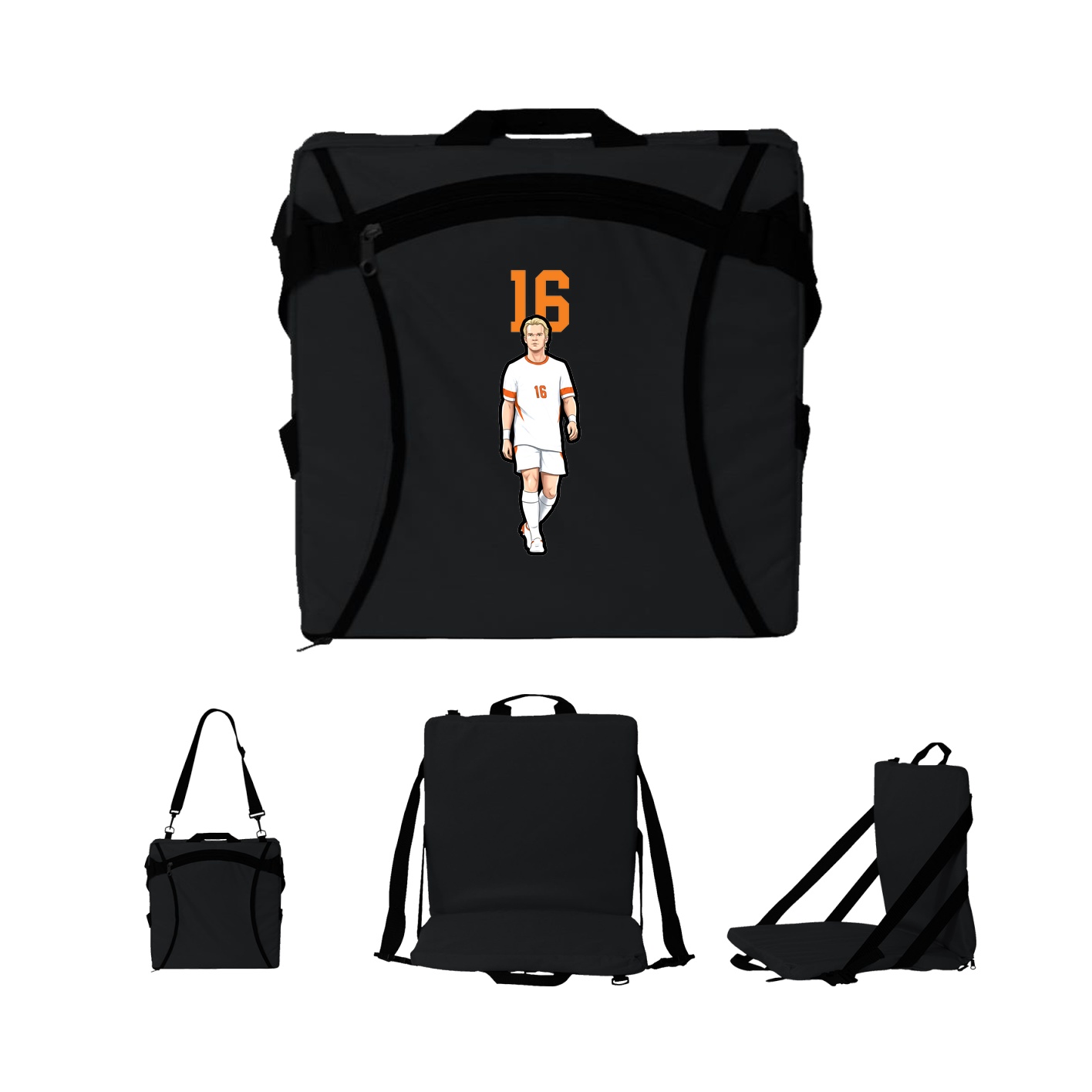 Folding Stadium Seat — Number Top in Black