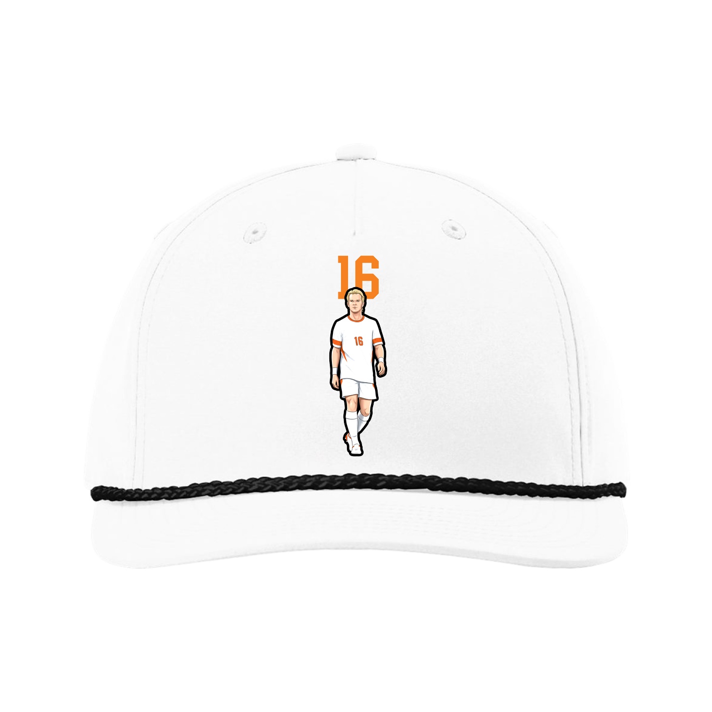 Five-Panel Classic Rope Cap — Number Top in White