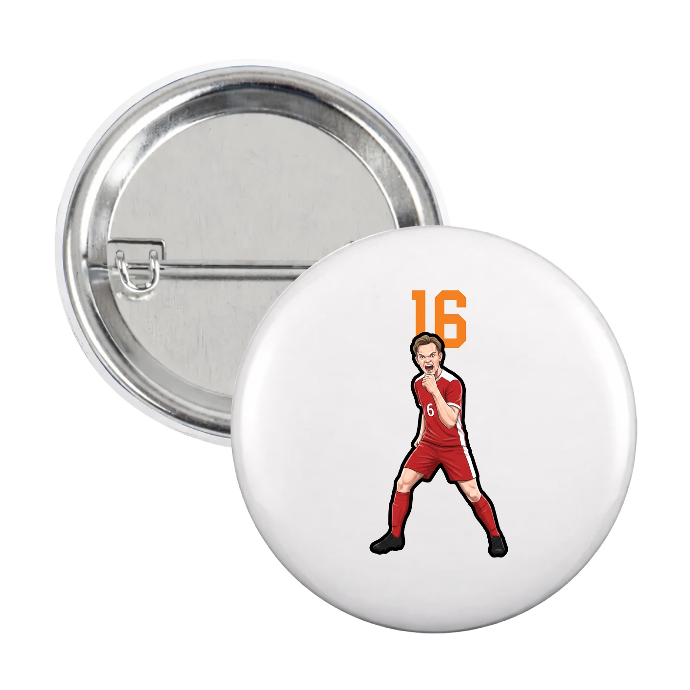Game Day Button — Number Top in White