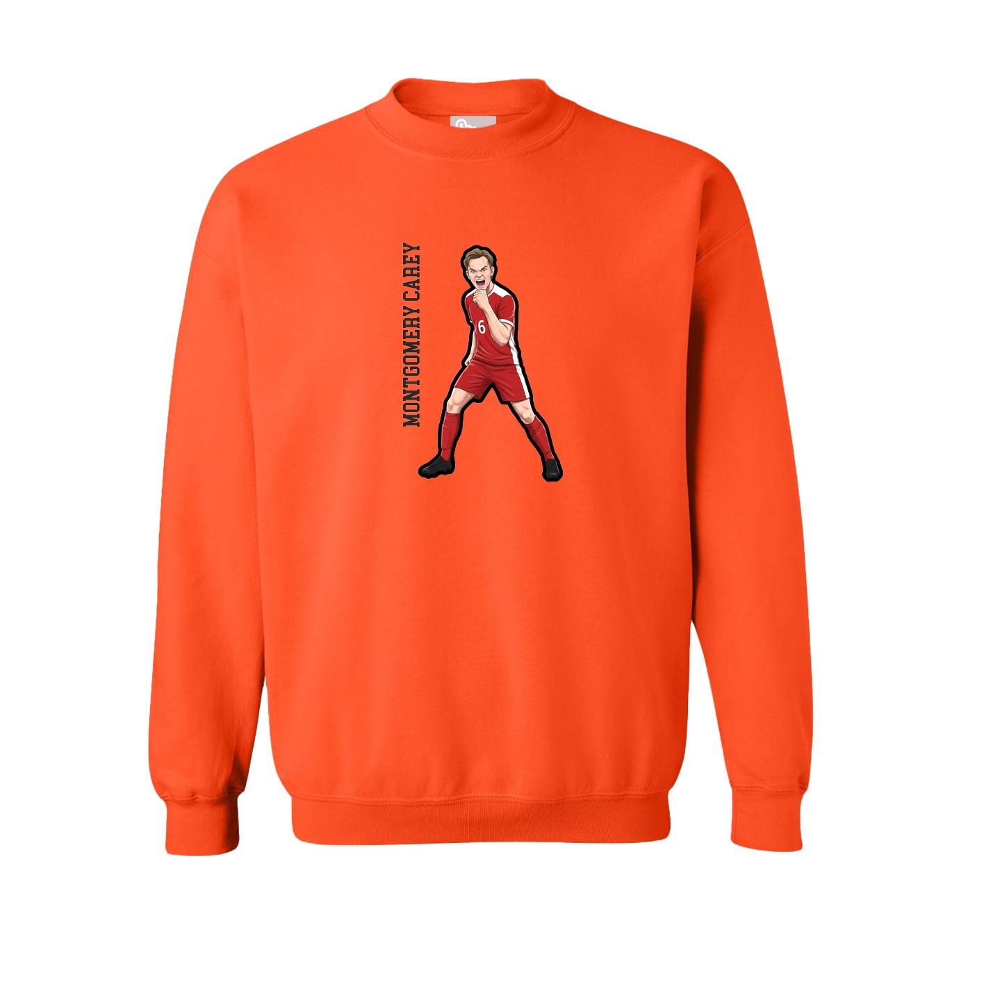 Fleece Crew — Name Vertical in Orange