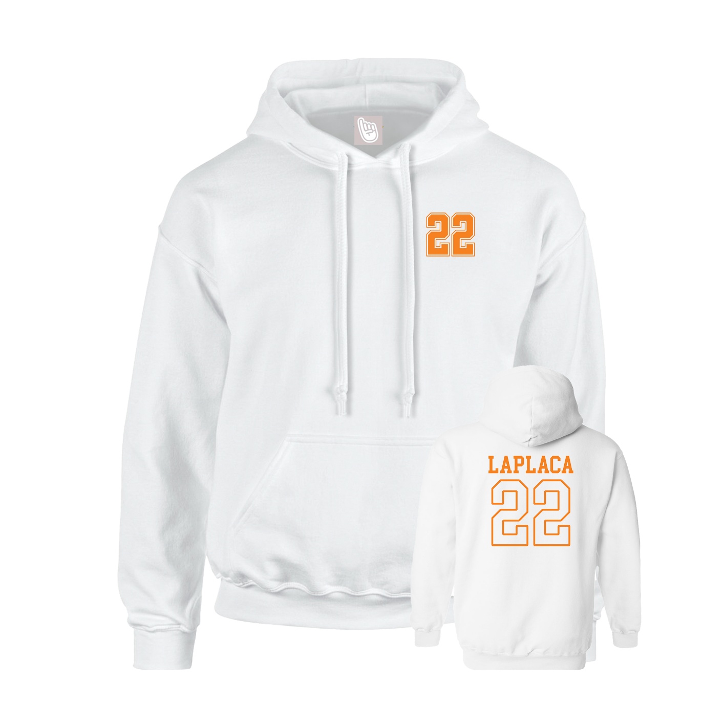 Youth Hoodie — Chest Back in White
