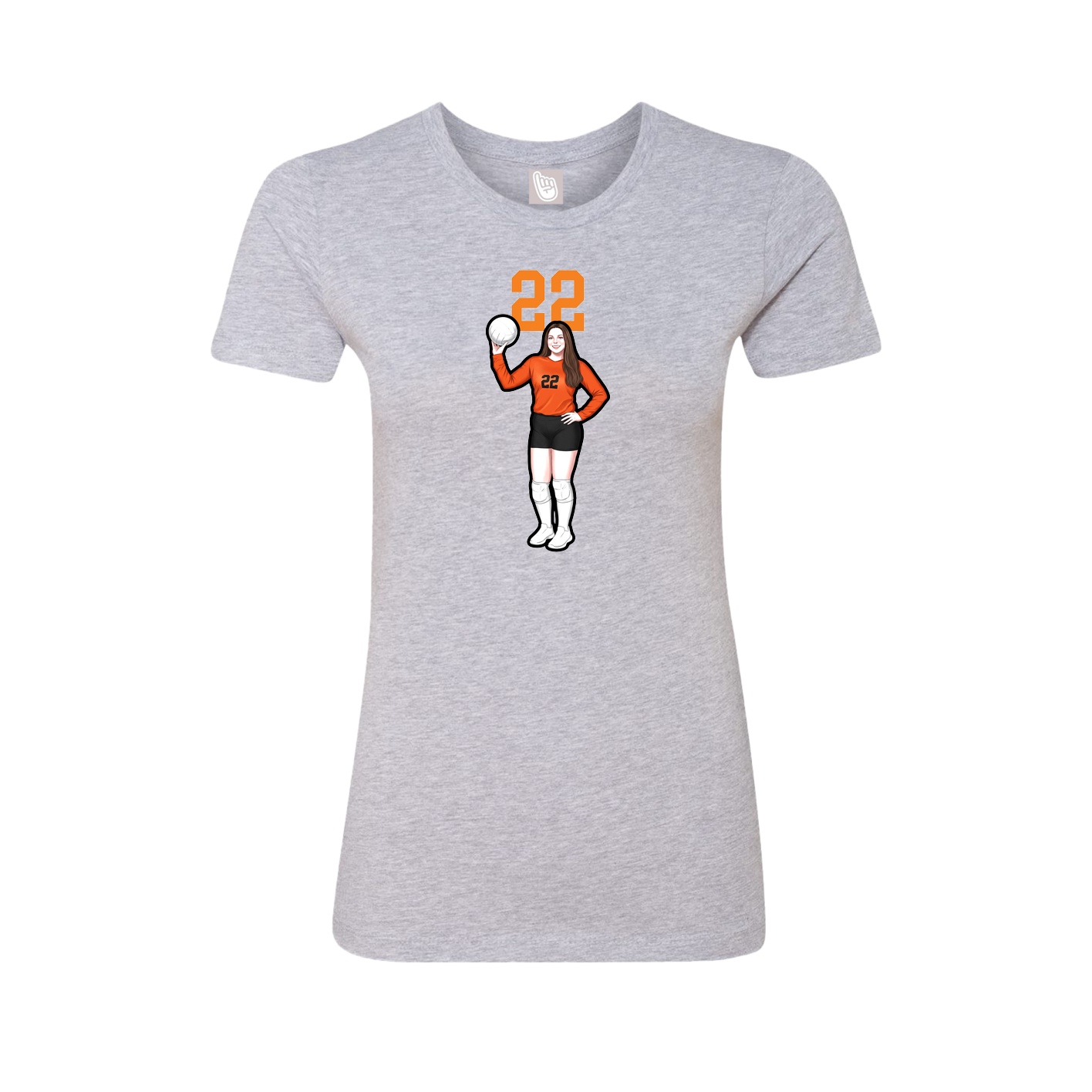 Fitted Women's Tee — Number Top in Grey