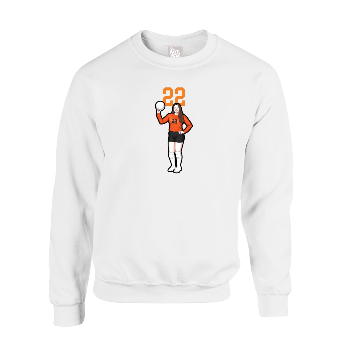 Fleece Crew — Number Top in White