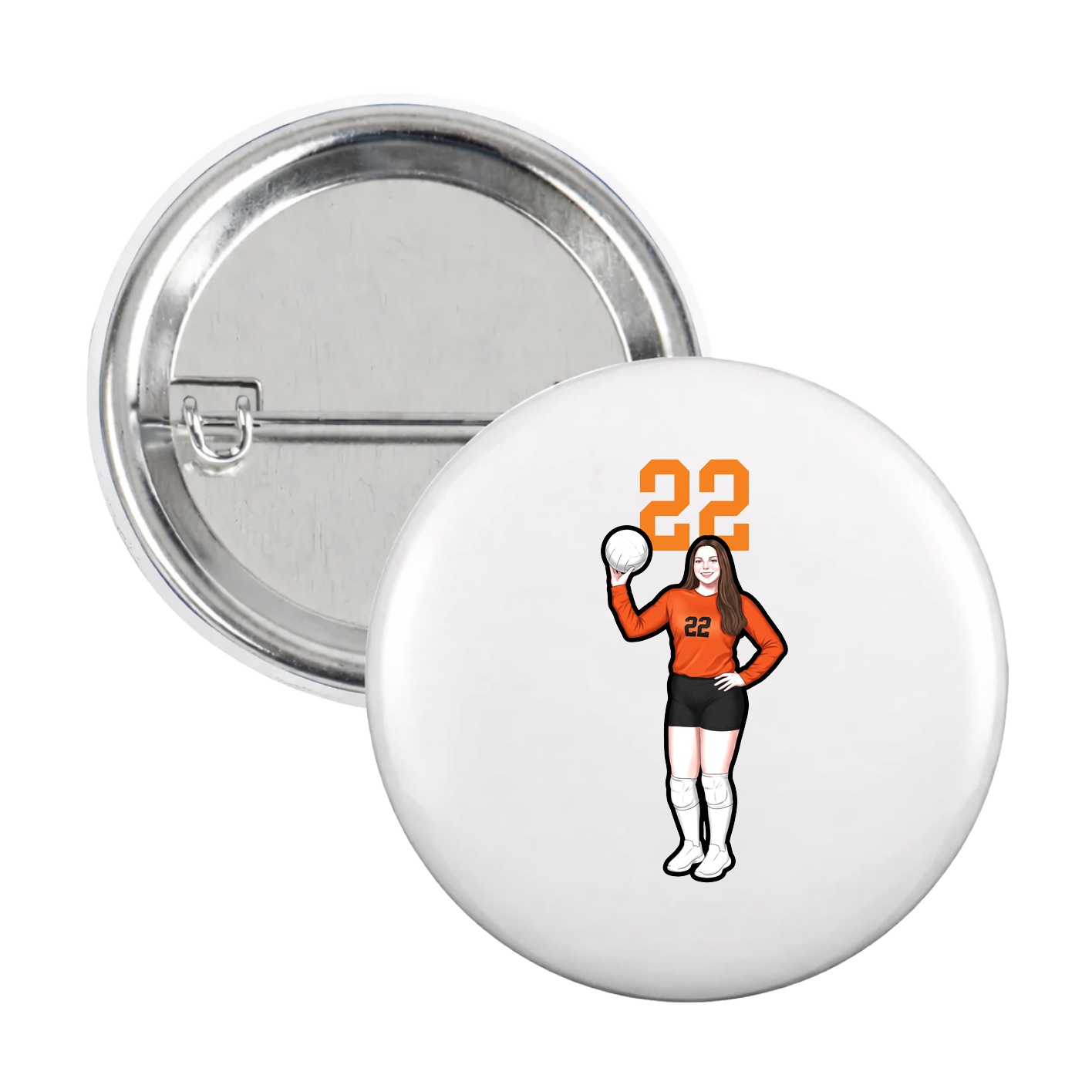 Game Day Button — Number Top in White