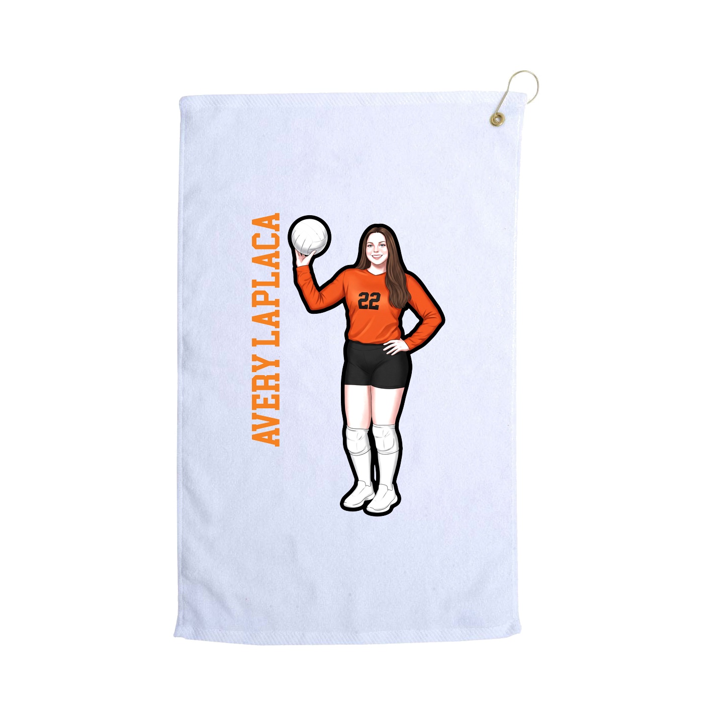 Golf Towel — Name Vertical in White