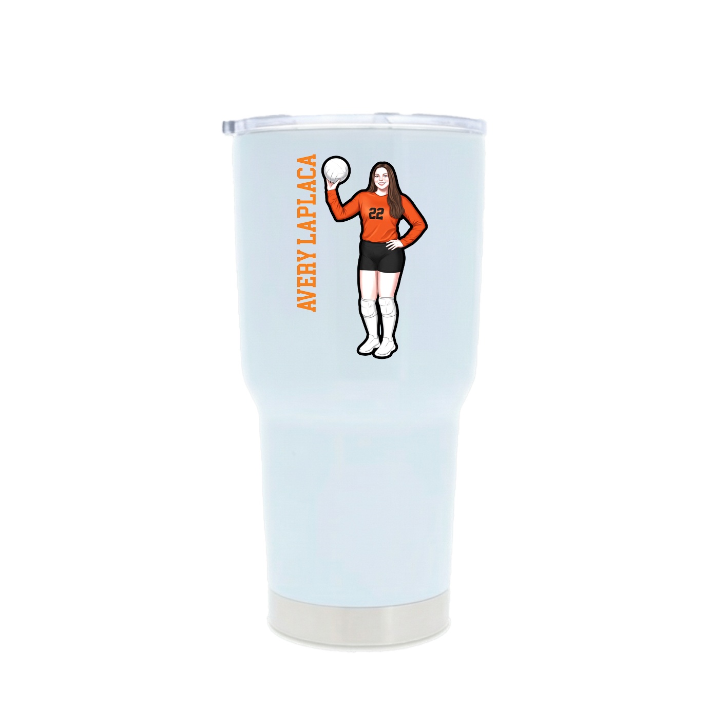 30oz Stainless Steel Tumbler — Name Vertical in White