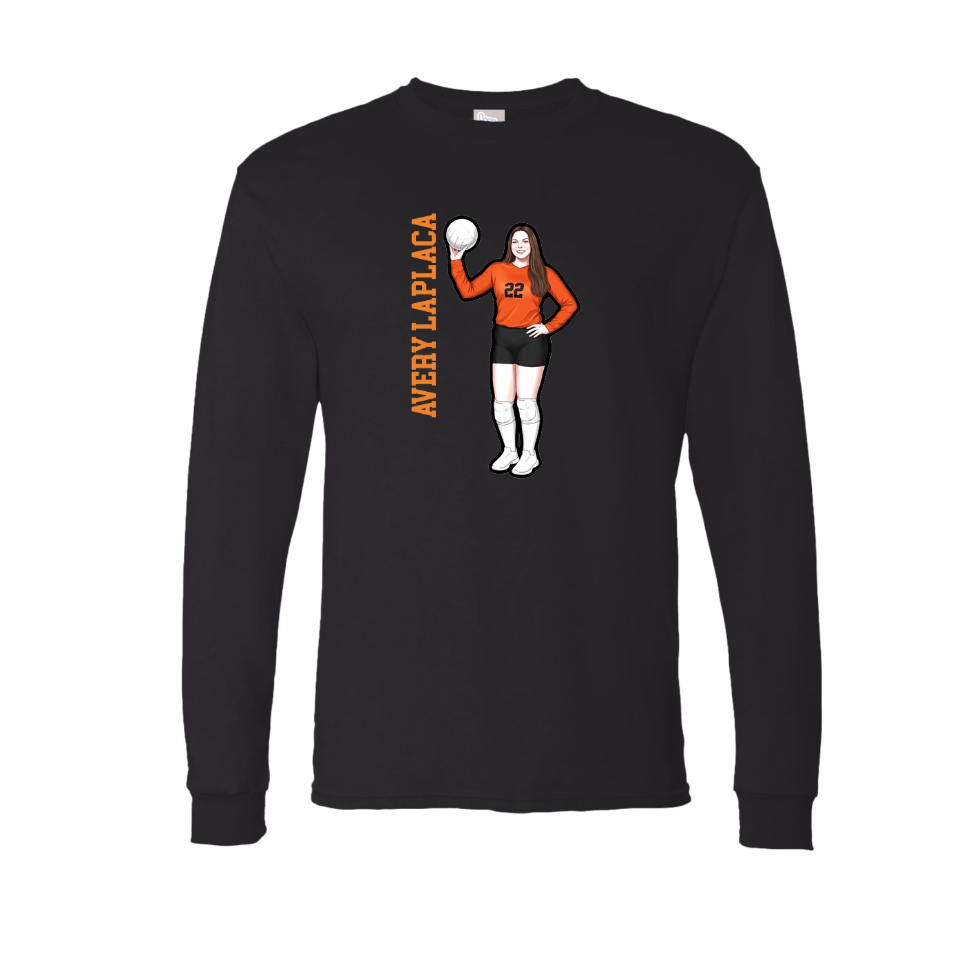 Long Sleeve Tee — Name Vertical in Black