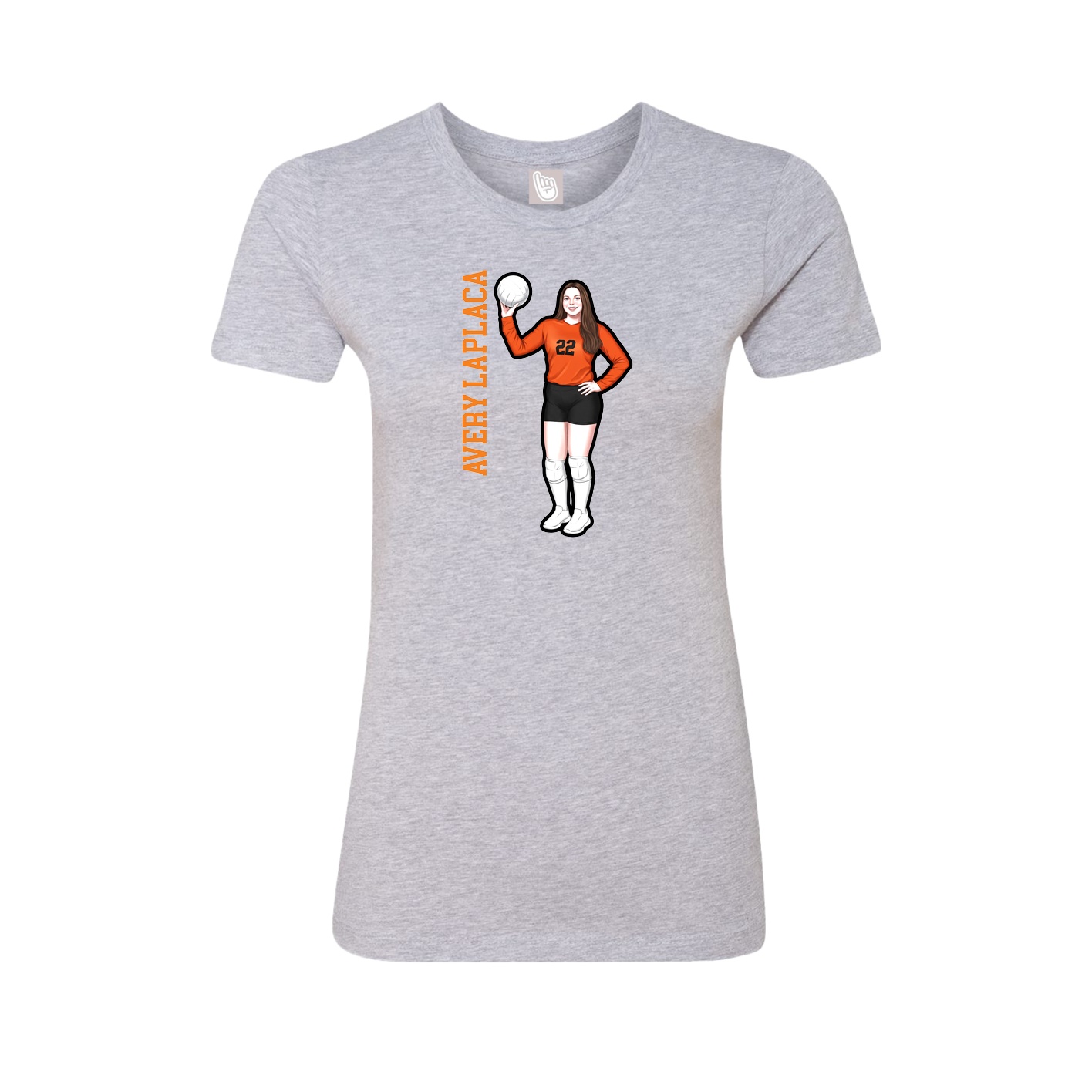 Fitted Women's Tee — Name Vertical in Grey