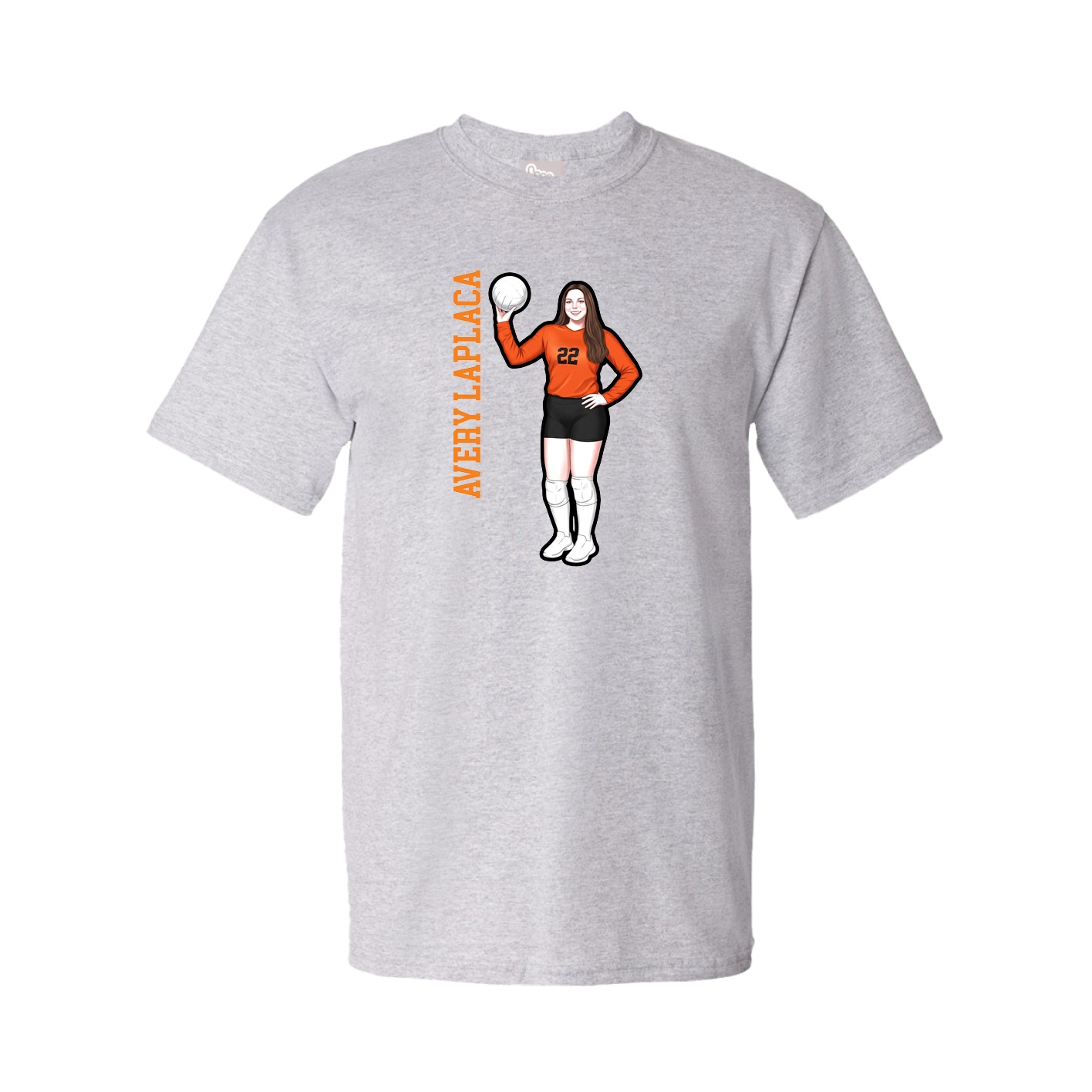 Youth Tee — Name Vertical in Grey
