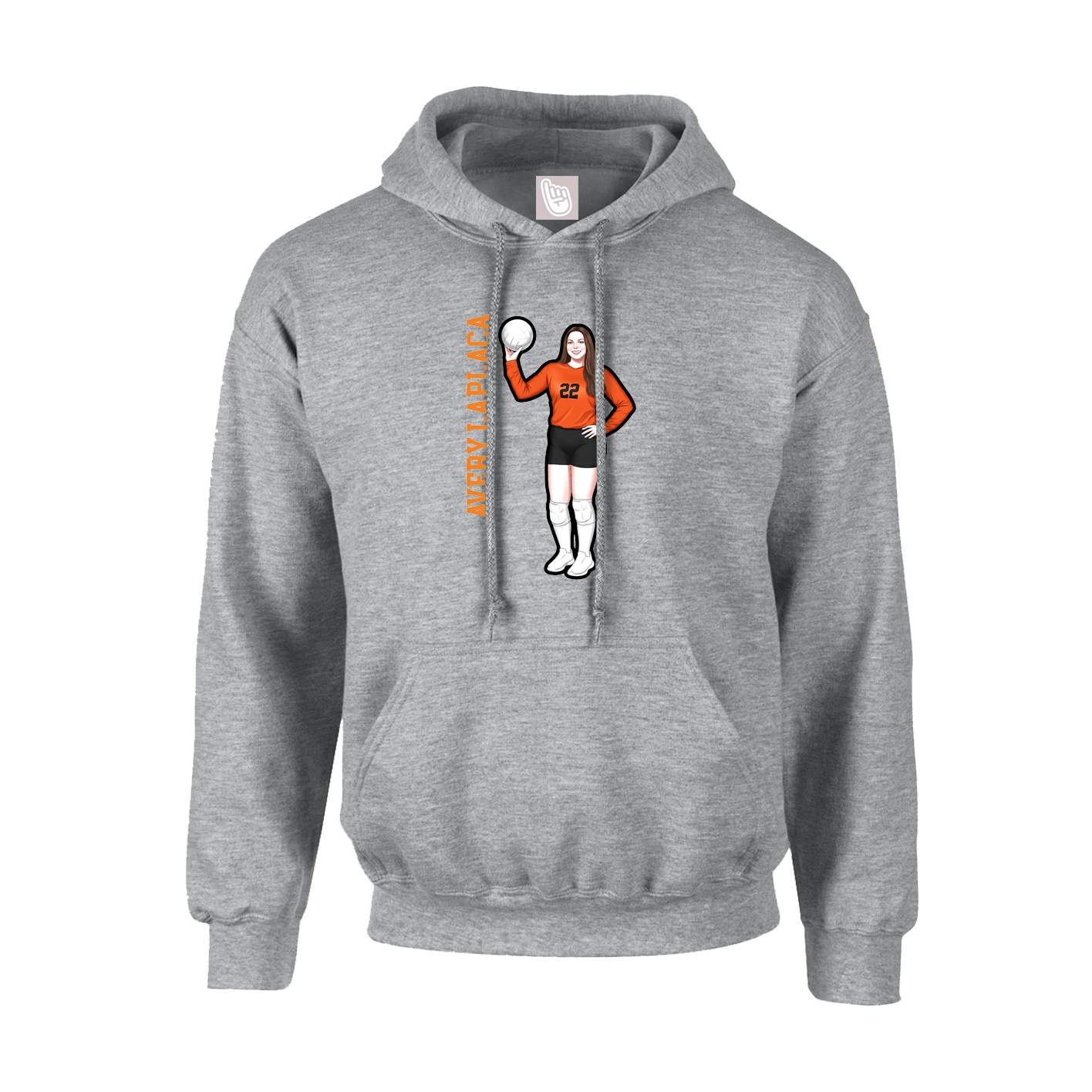Hoodie — Name Vertical in Grey