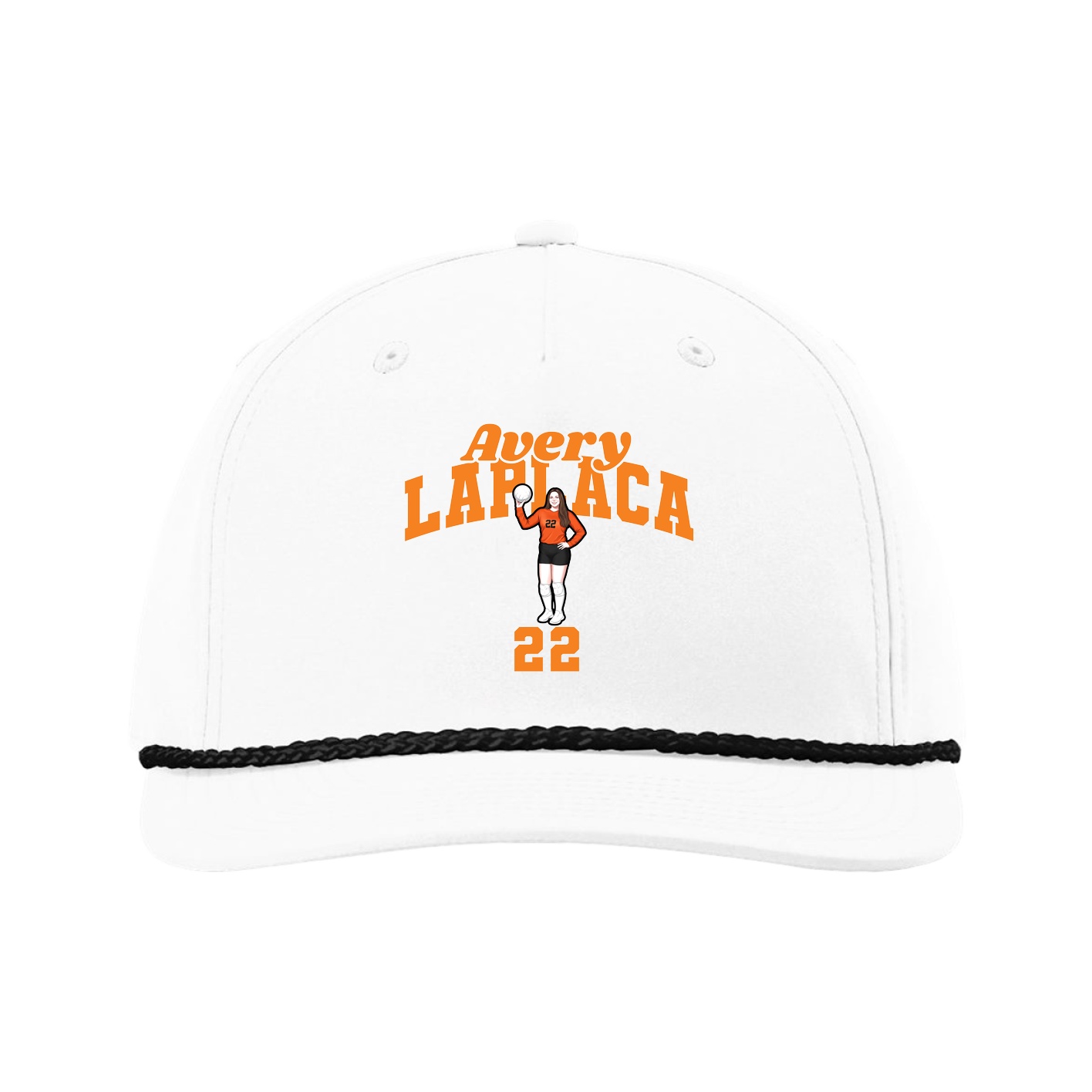 Five-Panel Classic Rope Cap — Signature Arch in White