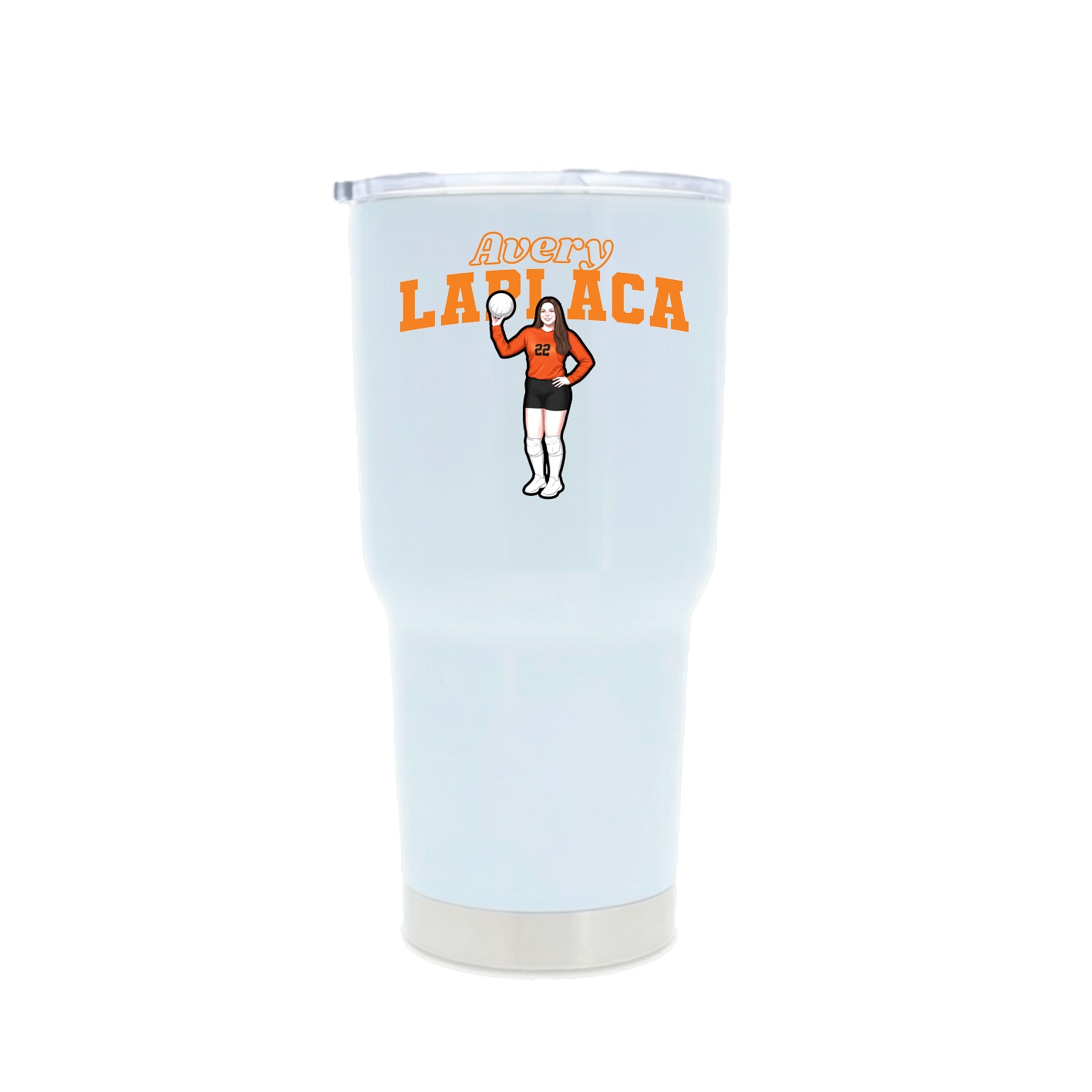 30oz Stainless Steel Tumbler — Name Arch in White