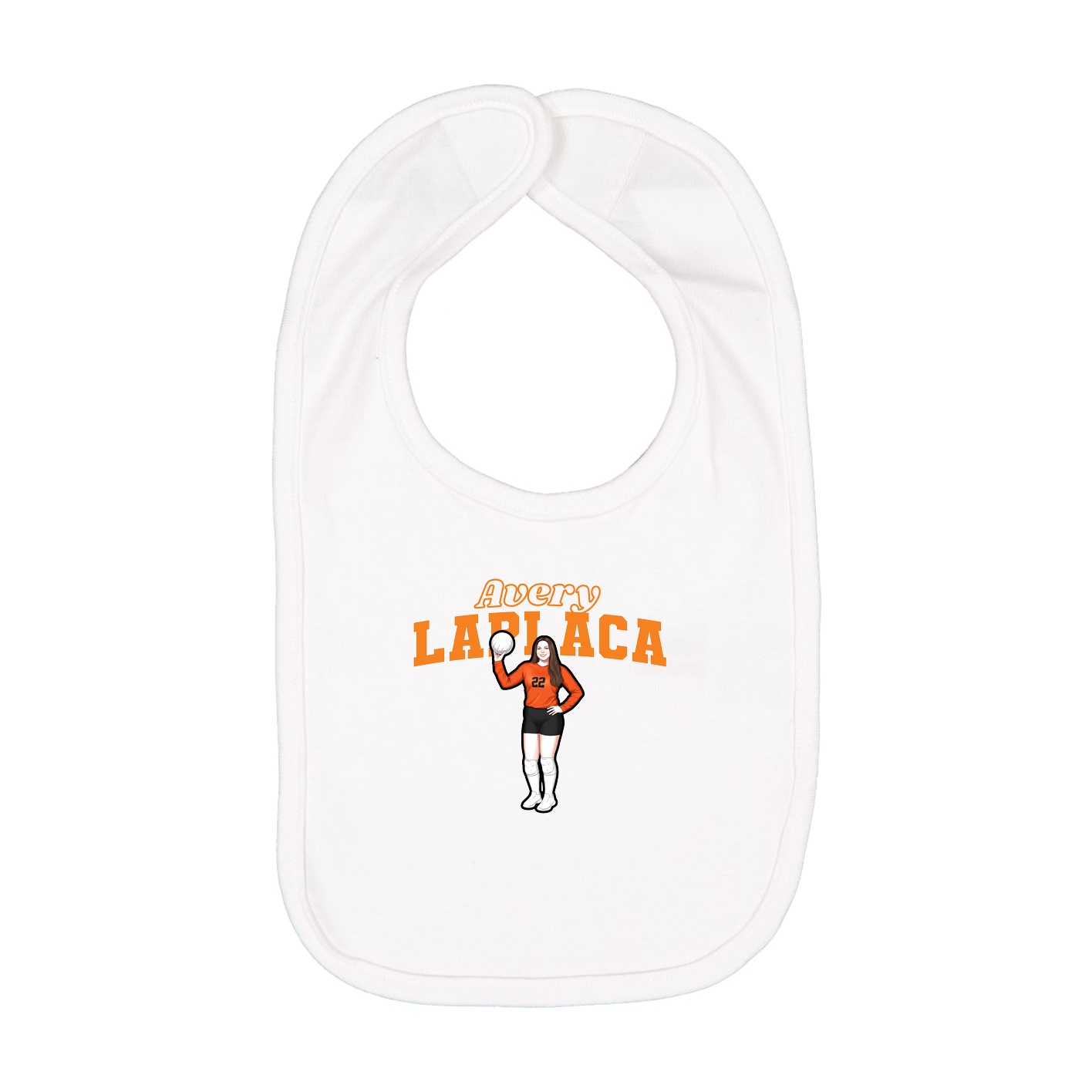 Infant Bib — Name Arch in White