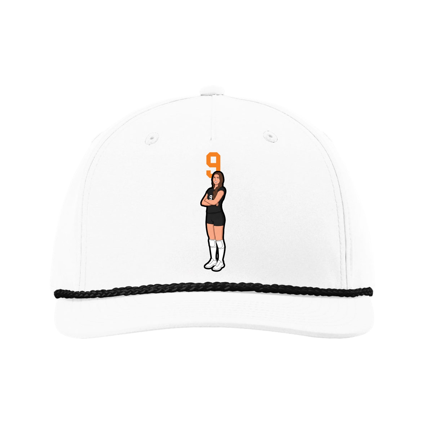 Five-Panel Classic Rope Cap — Number Top in White