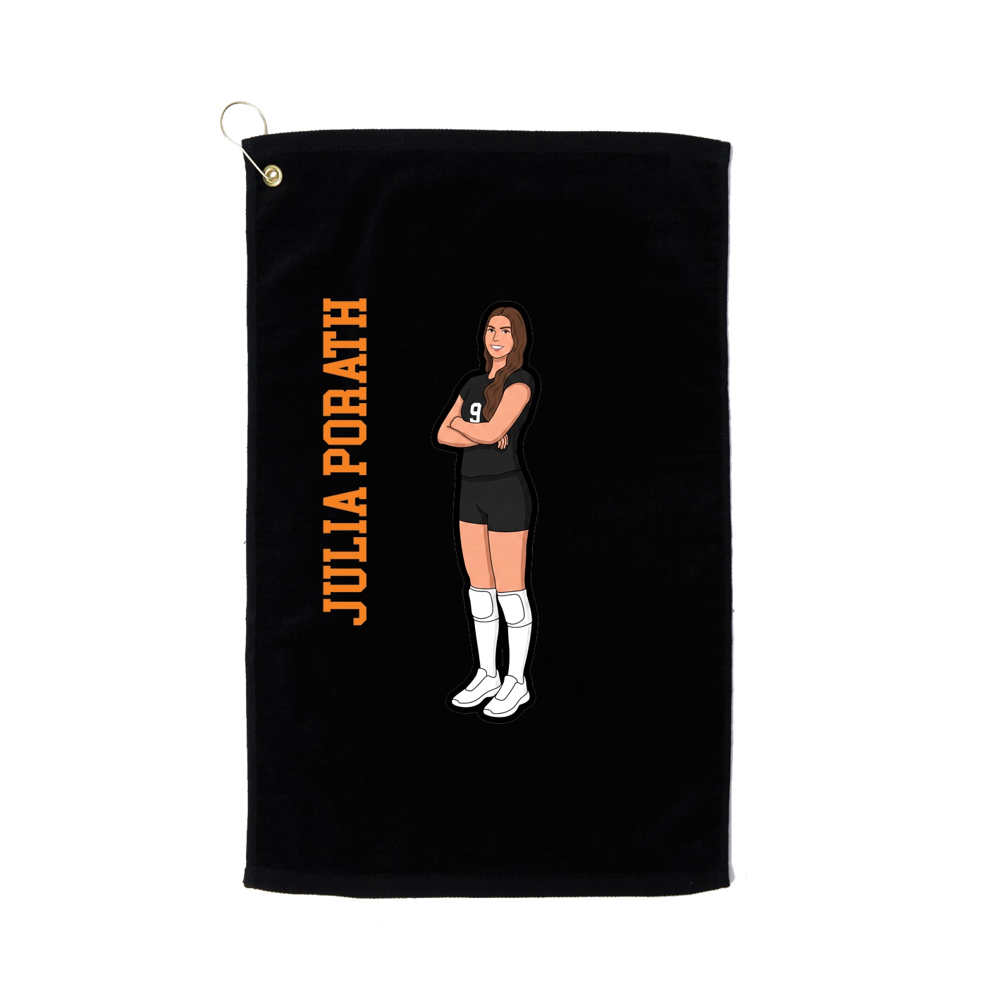 Golf Towel — Name Vertical in Black