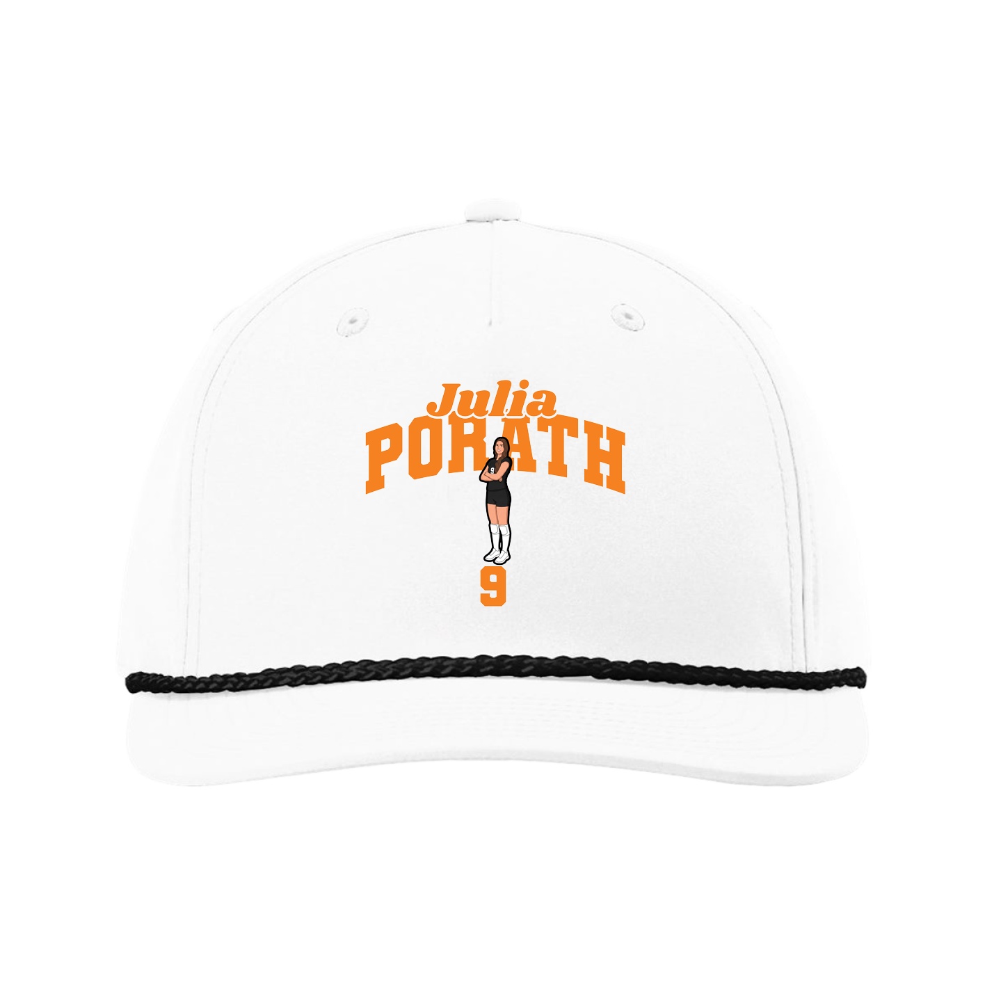 Five-Panel Classic Rope Cap — Signature Arch in White