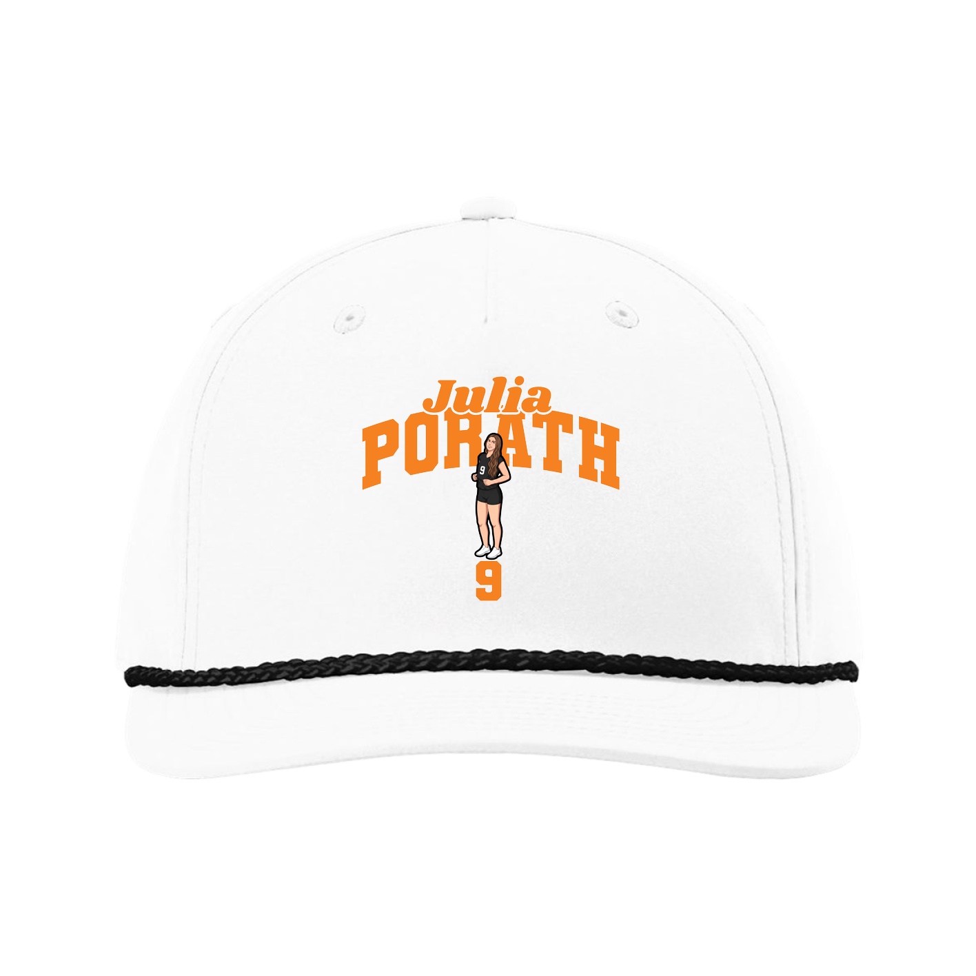 Five-Panel Classic Rope Cap — Signature Arch in White