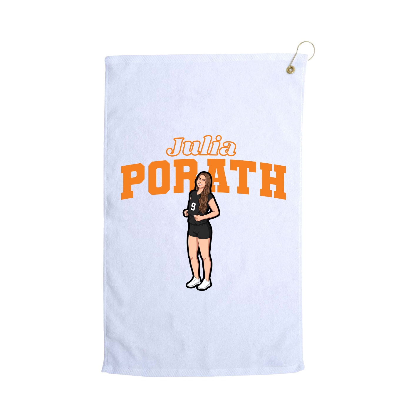 Golf Towel — Name Arch in White