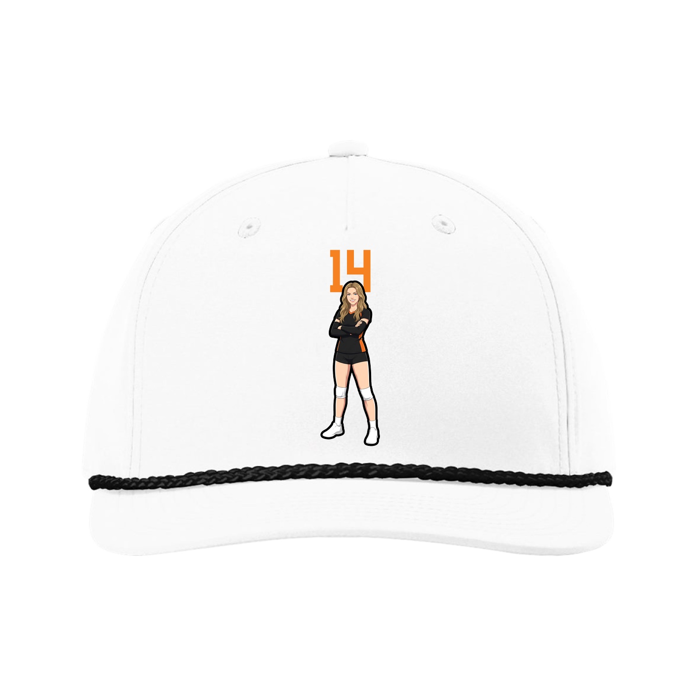 Five-Panel Classic Rope Cap — Number Top in White