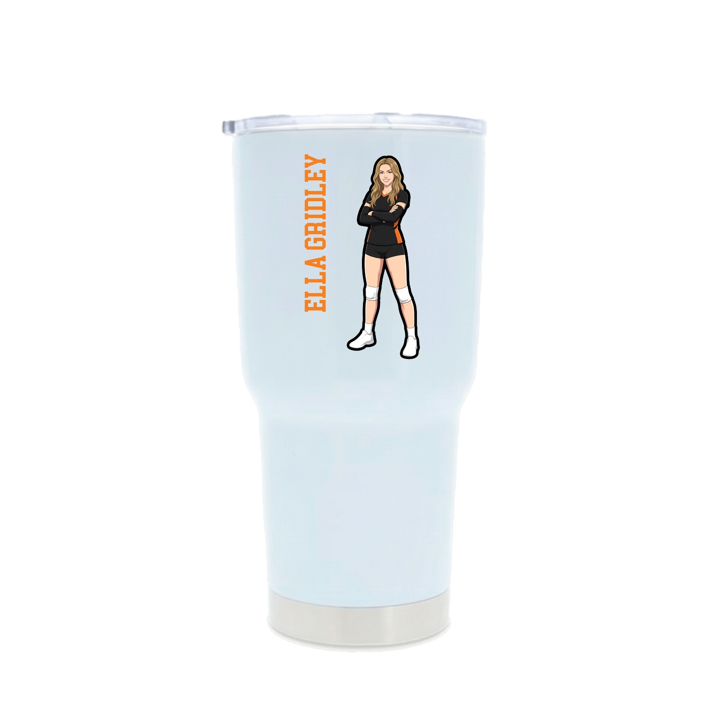 30oz Stainless Steel Tumbler — Name Vertical in White