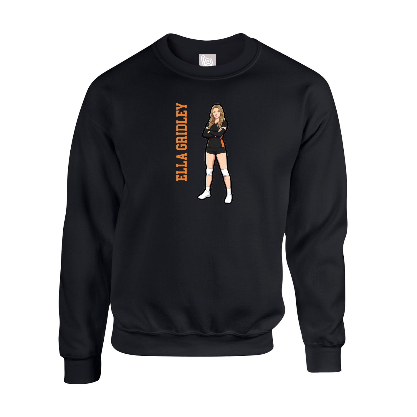 Fleece Crew — Name Vertical in Black