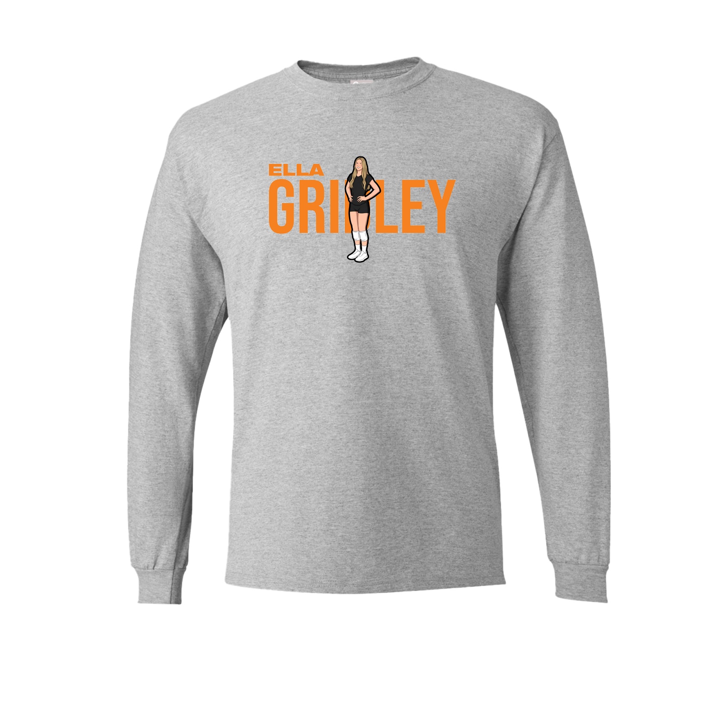 Long Sleeve Tee — Player Name in Grey