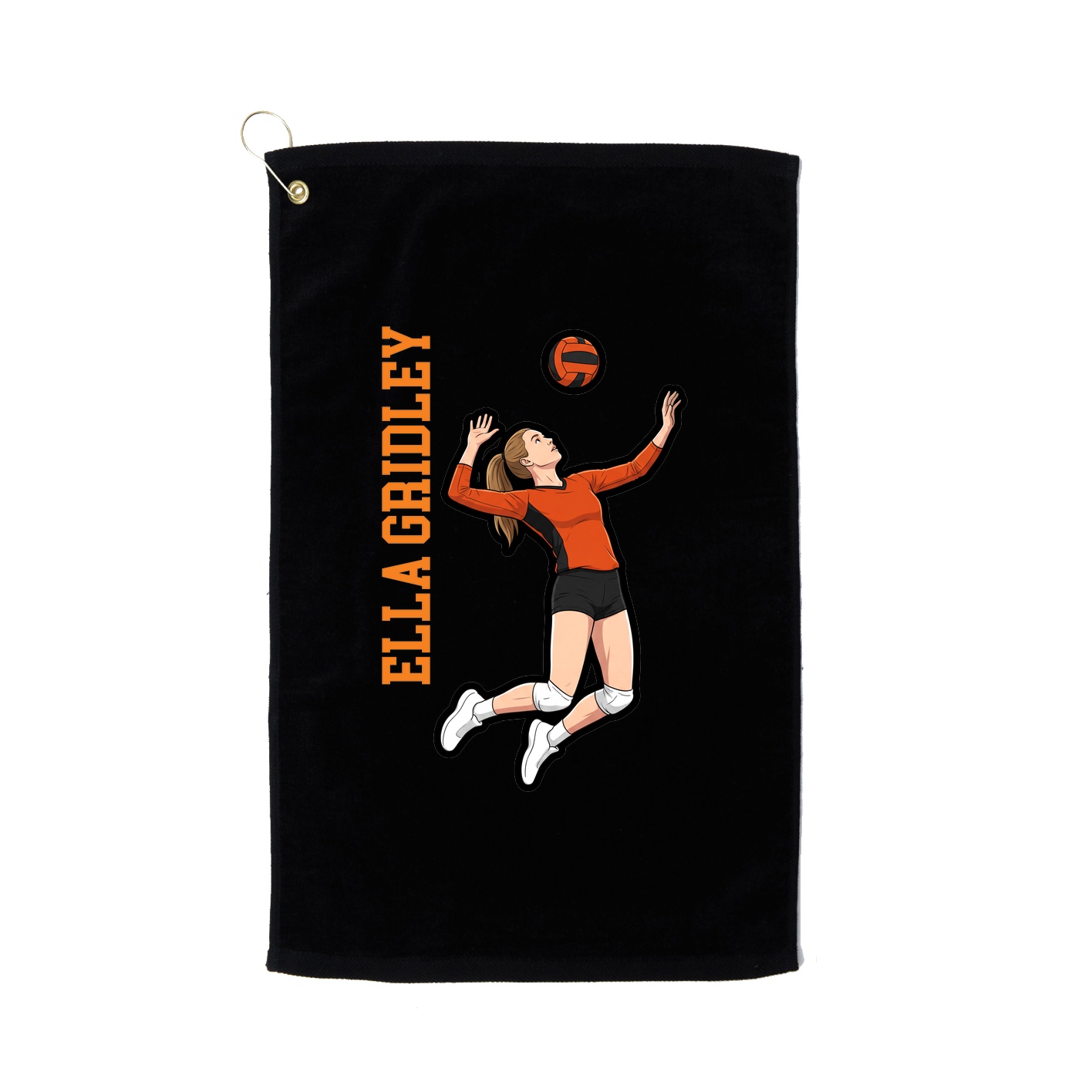 Golf Towel — Name Vertical in Black