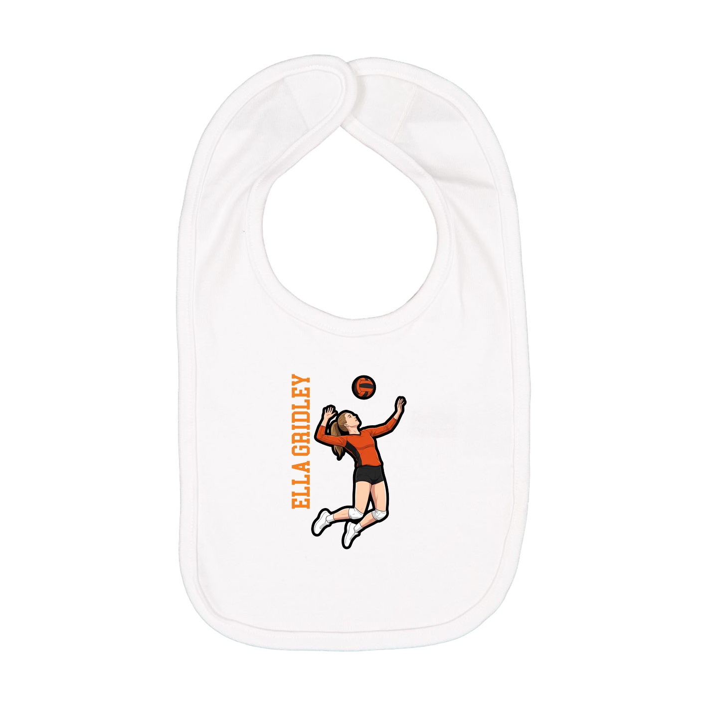 Infant Bib — Name Vertical in White