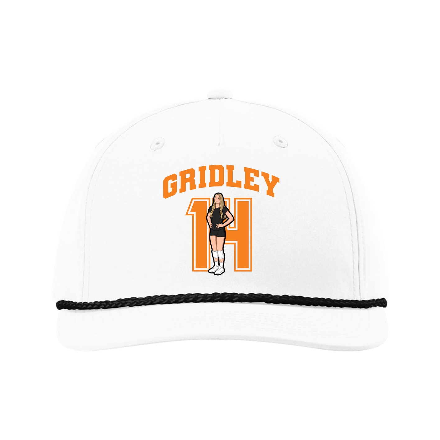 Five-Panel Classic Rope Cap — Number in White