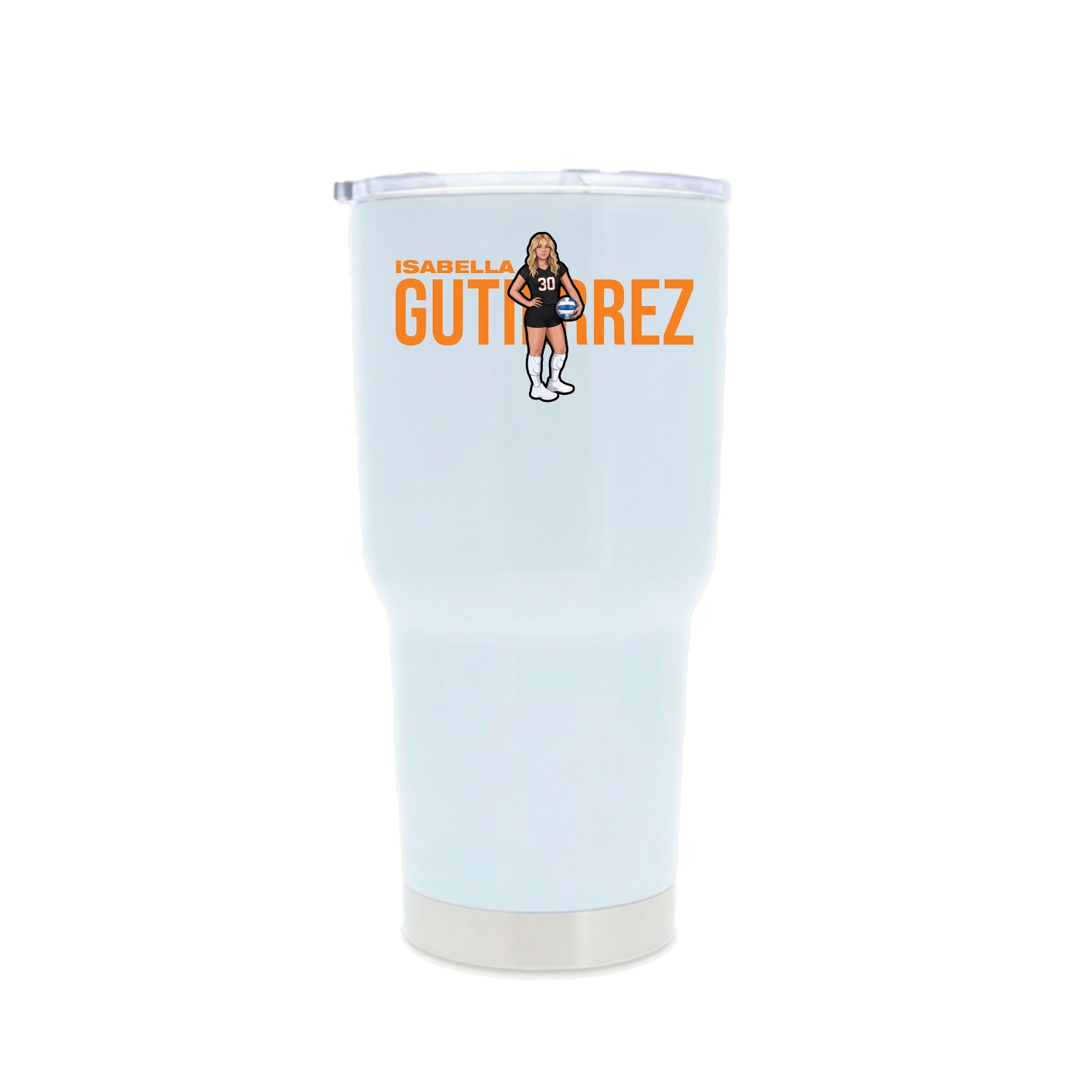 30oz Stainless Steel Tumbler — Player Name in White
