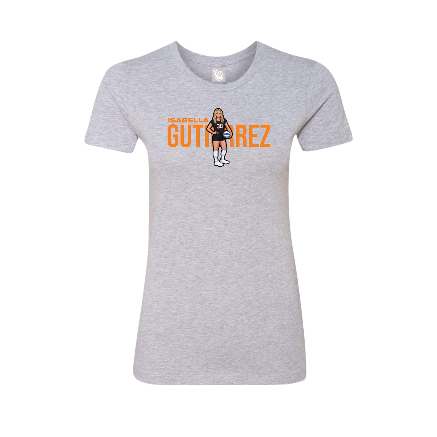 Fitted Women's Tee — Player Name in Grey