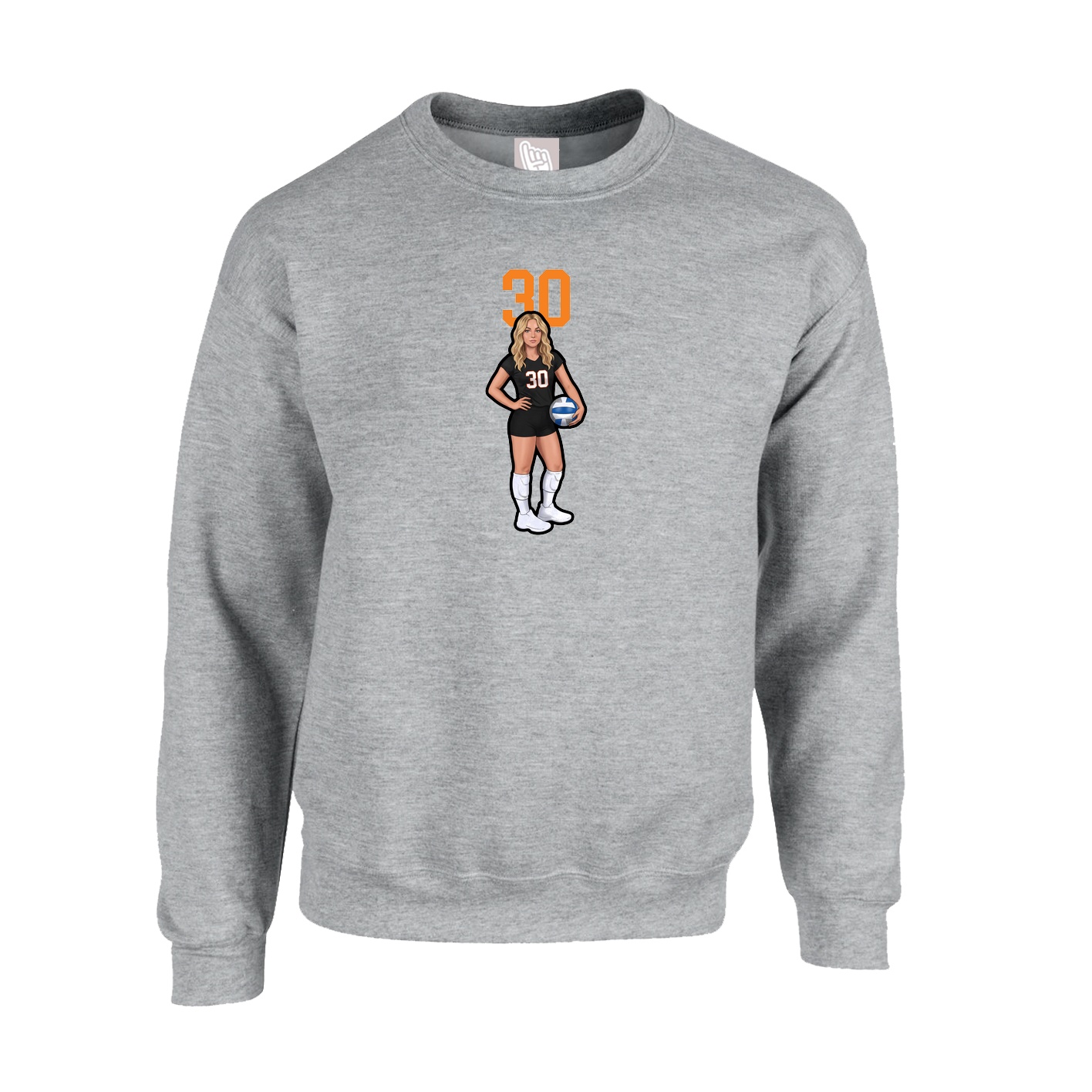 Fleece Crew — Number Top in Grey