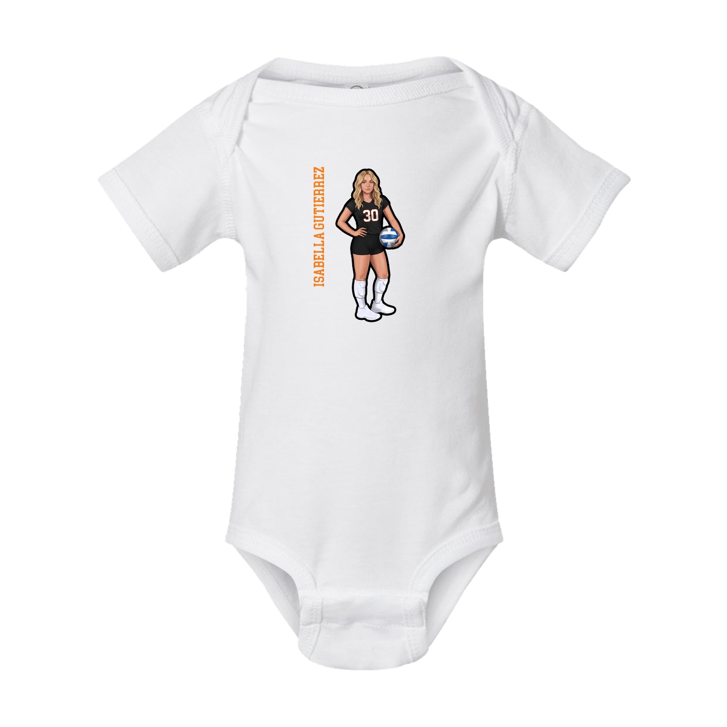 Baby Onesie — Name Vertical in White