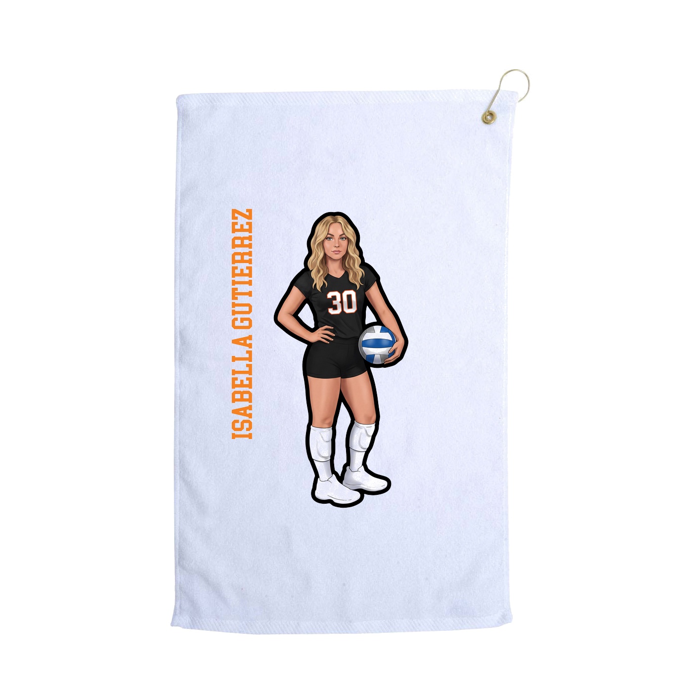 Golf Towel — Name Vertical in White