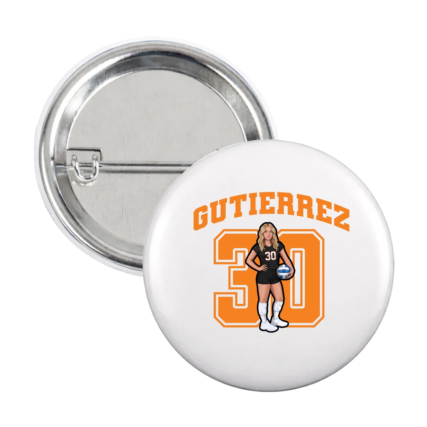 Game Day Button — Number in White