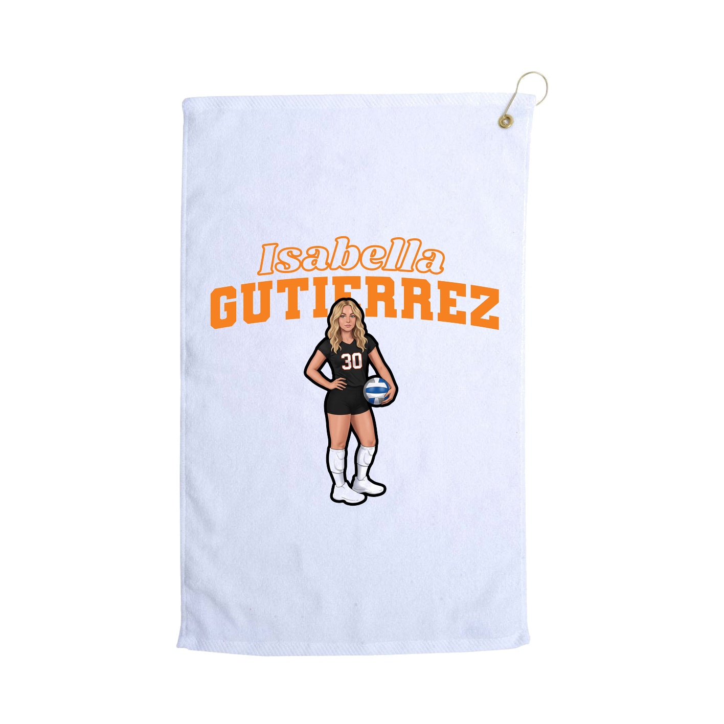 Golf Towel — Name Arch in White