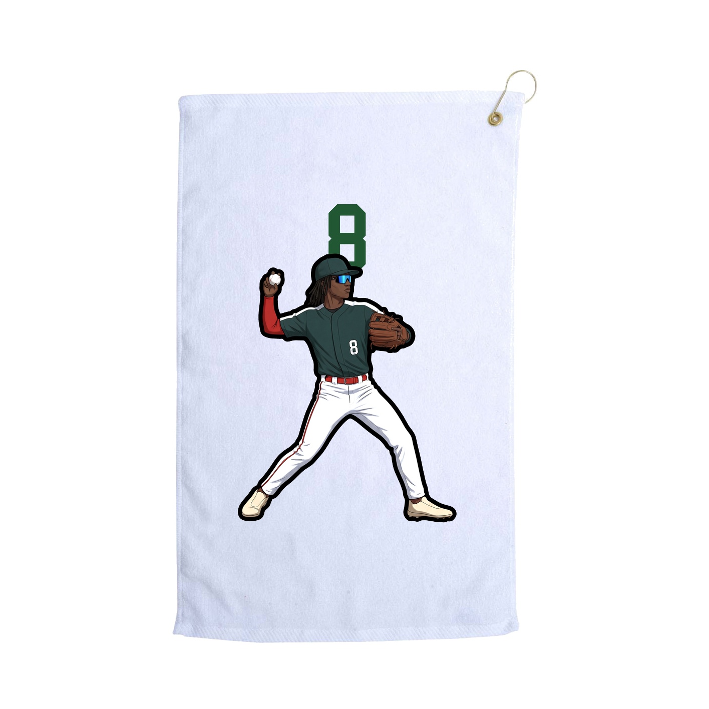 Golf Towel — Number Top in White