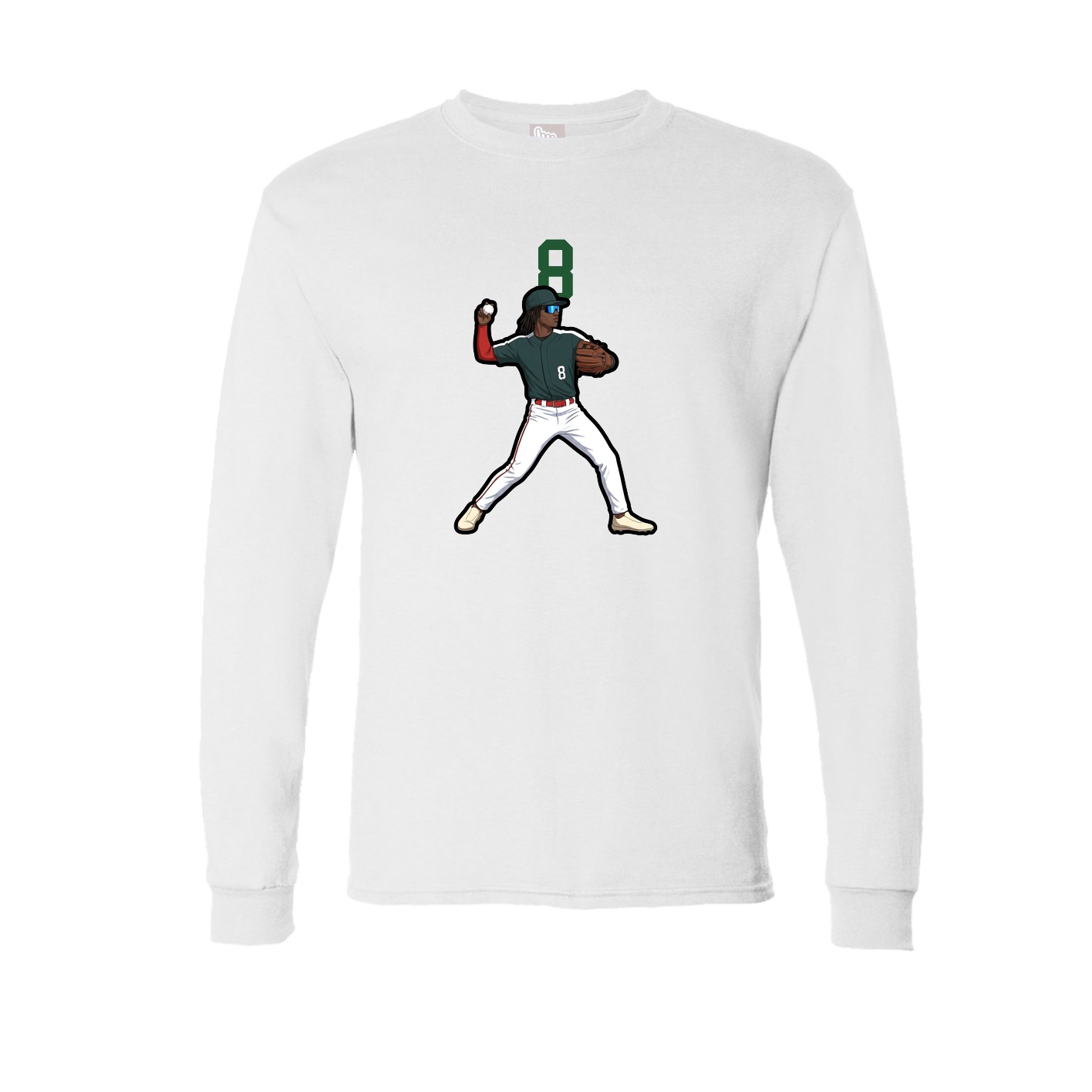 Long Sleeve Tee — Number Top in White