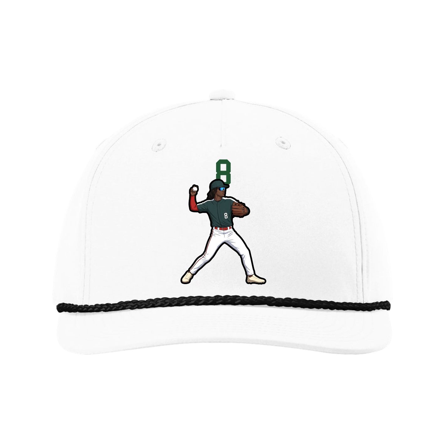 Five-Panel Classic Rope Cap — Number Top in White