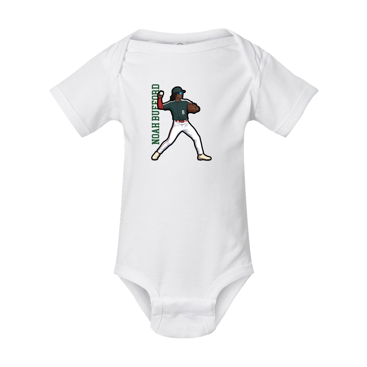Baby Onesie — Name Vertical in White