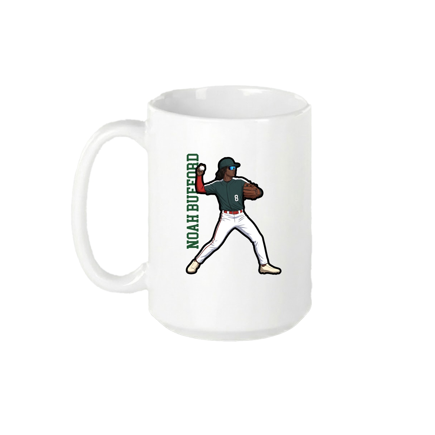 15oz Coffee Mug — Name Vertical in White