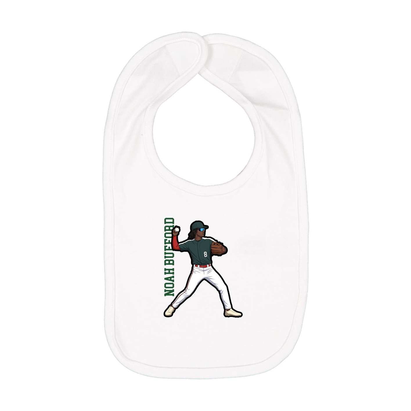 Infant Bib — Name Vertical in White
