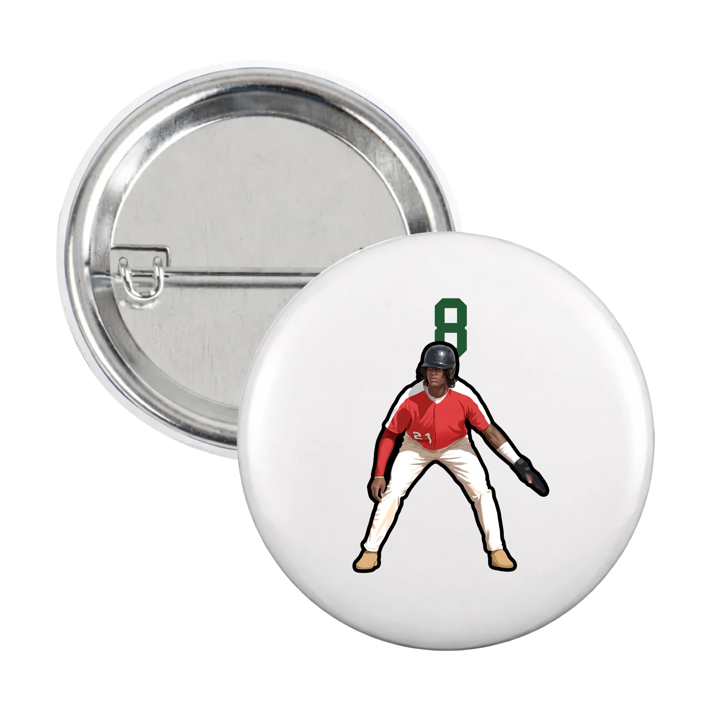 Game Day Button — Number Top in White