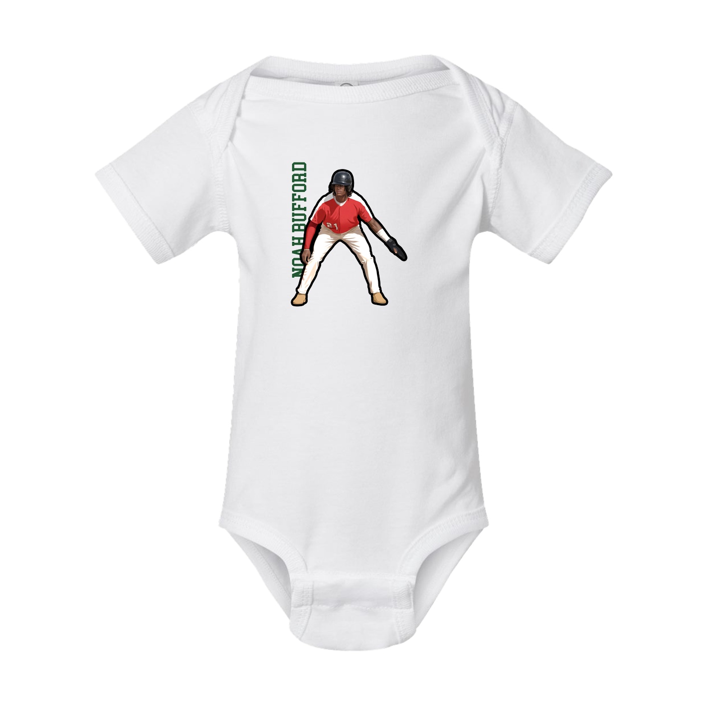 Baby Onesie — Name Vertical in White