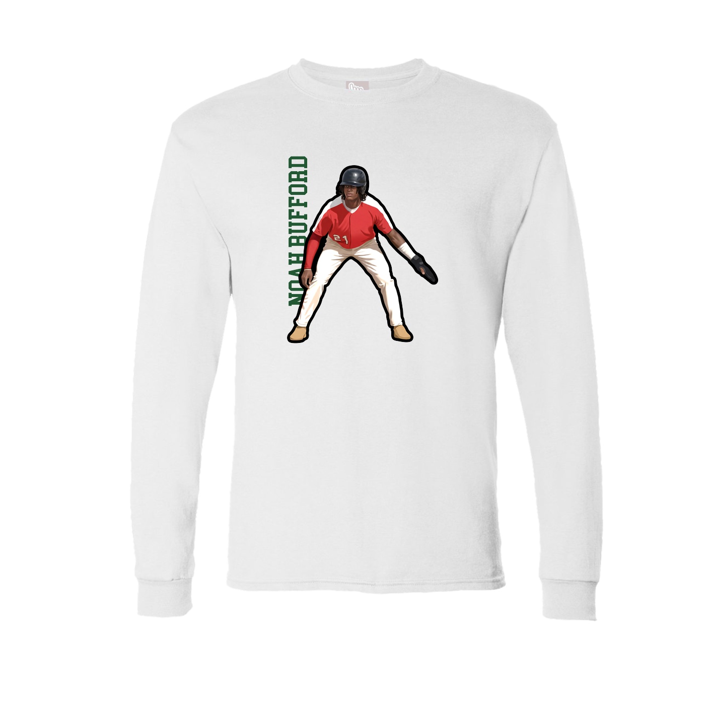Long Sleeve Tee — Name Vertical in White